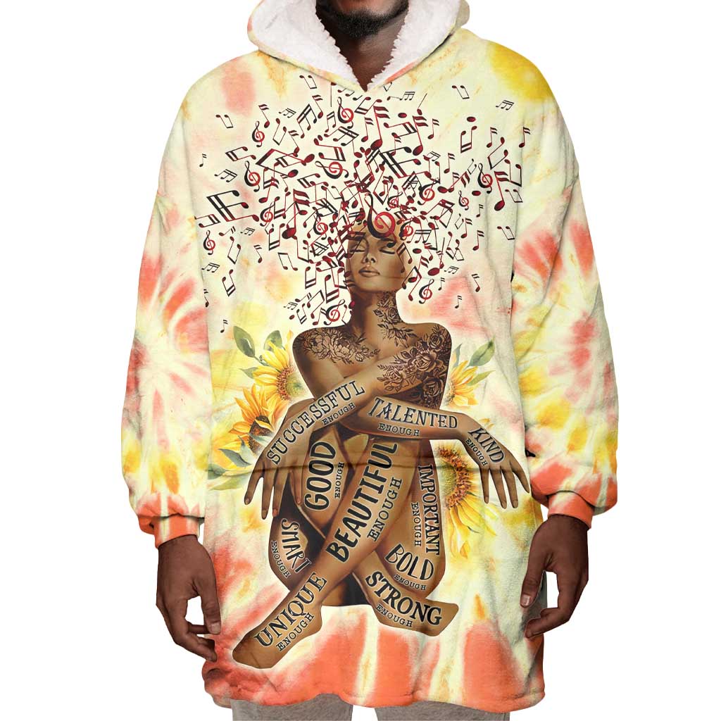 Black Queen Tie Dye Wearable Blanket Hoodie