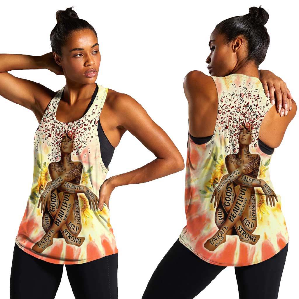 Black Queen Tie Dye Women Racerback Tank