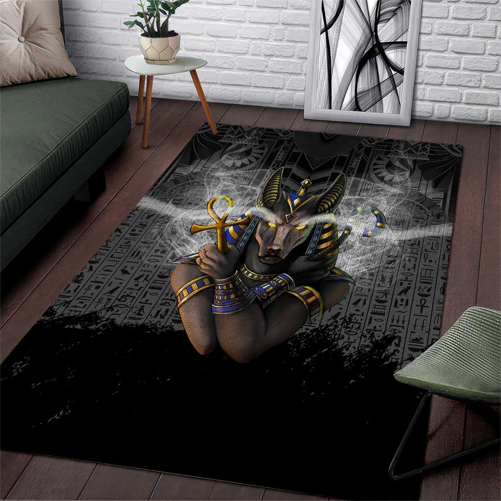 Anubis Area Rug Egypt Pattern Black