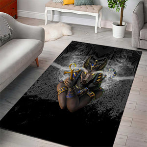 Anubis Area Rug Egypt Pattern Black