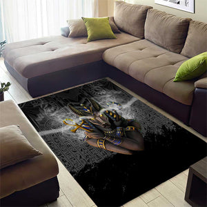 Anubis Area Rug Egypt Pattern Black