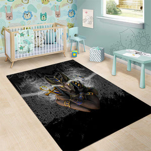 Anubis Area Rug Egypt Pattern Black