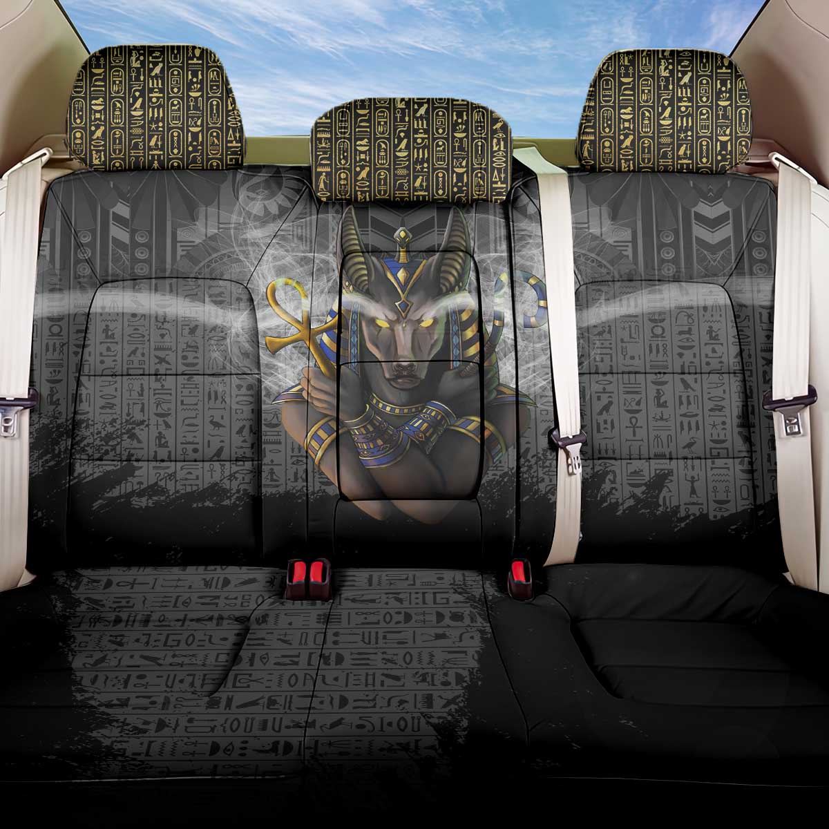 Anubis Back Car Seat Cover Egypt Pattern Black