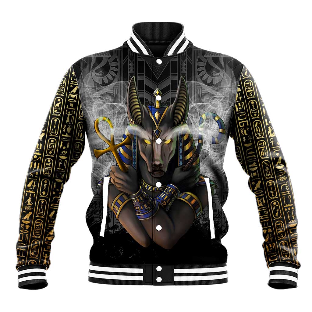 Anubis Baseball Jacket Egypt Pattern Black DT02