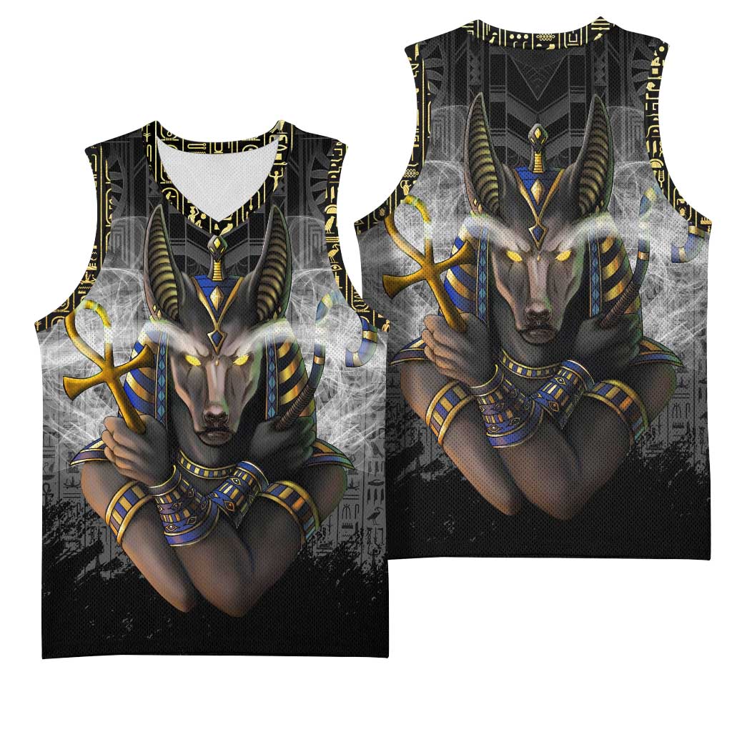 Anubis Basketball Jersey Egypt Pattern Black DT02