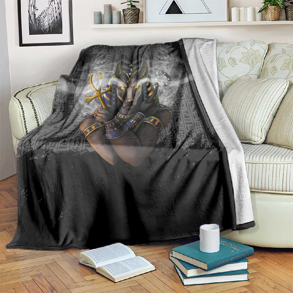 Anubis Blanket Egypt Pattern Black