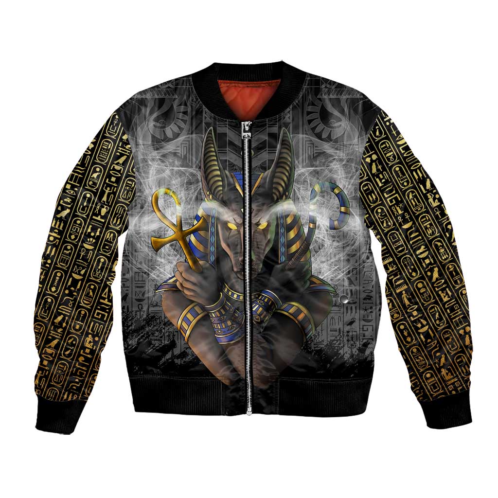 Anubis Bomber Jacket Egypt Pattern Black