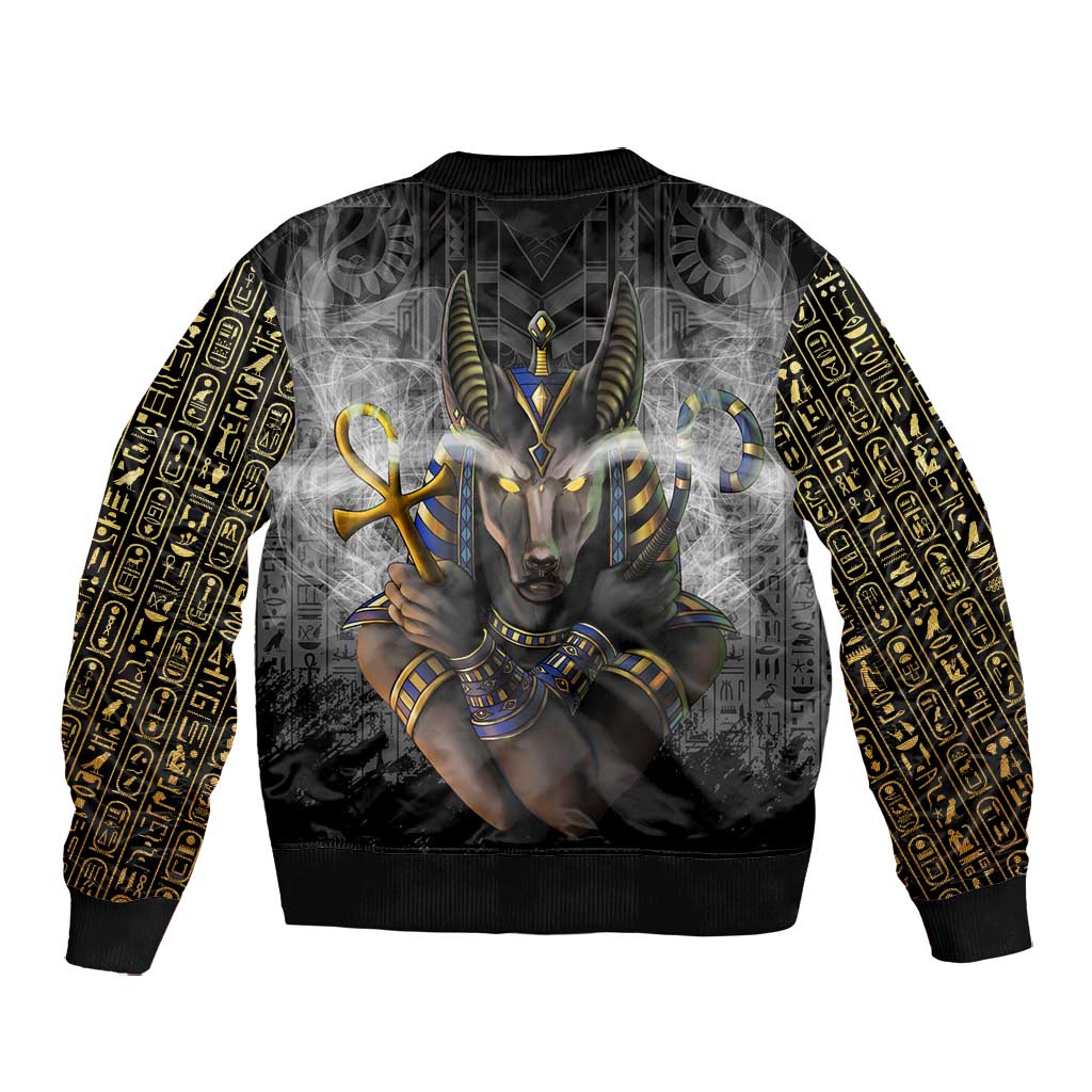 Anubis Bomber Jacket Egypt Pattern Black