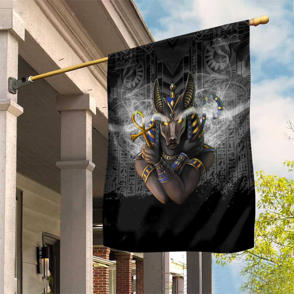 Anubis Garden Flag Egypt Pattern Black