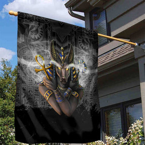 Anubis Garden Flag Egypt Pattern Black