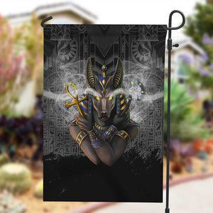 Anubis Garden Flag Egypt Pattern Black