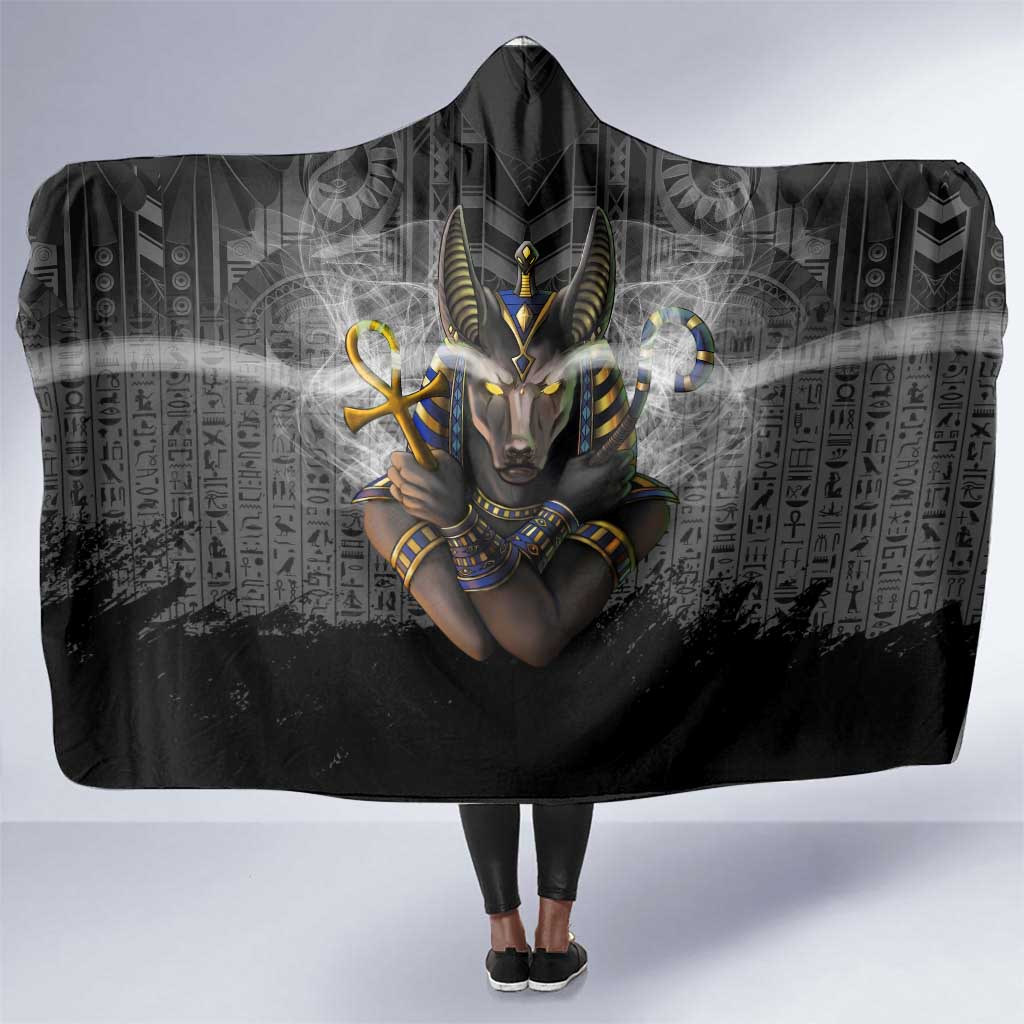 Anubis Hooded Blanket Egypt Pattern Black