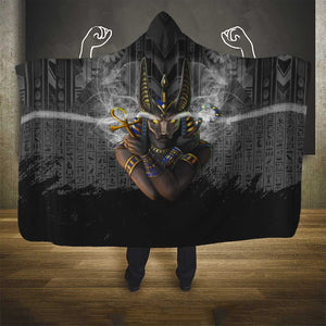 Anubis Hooded Blanket Egypt Pattern Black