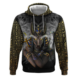 Anubis Hoodie Egypt Pattern Black