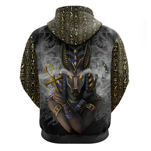 Anubis Hoodie Egypt Pattern Black