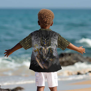 Anubis Kid Hawaiian Shirt Egypt Pattern Black