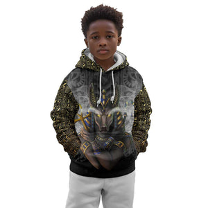 Anubis Kid Hoodie Egypt Pattern Black