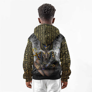 Anubis Kid Hoodie Egypt Pattern Black