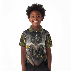 Anubis Kid Polo Shirt Egypt Pattern Black