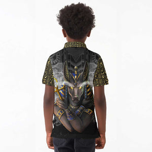 Anubis Kid Polo Shirt Egypt Pattern Black