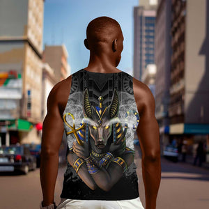 Anubis Men Tank Top Egypt Pattern Black