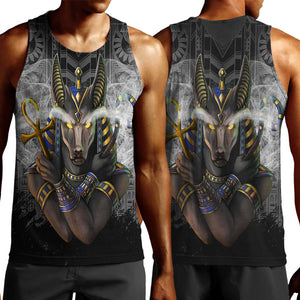 Anubis Men Tank Top Egypt Pattern Black