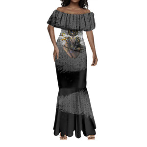 Anubis Mermaid Dress Egypt Pattern Black