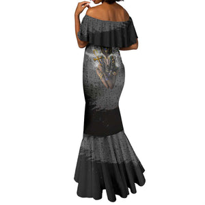 Anubis Mermaid Dress Egypt Pattern Black