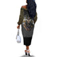 Anubis Off The Shoulder Long Sleeve Dress Egypt Pattern Black