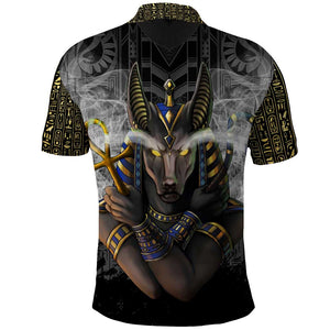 Anubis Polo Shirt Egypt Pattern Black