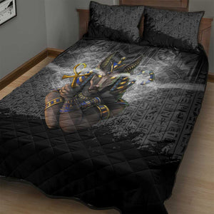 Anubis Quilt Bed Set Egypt Pattern Black