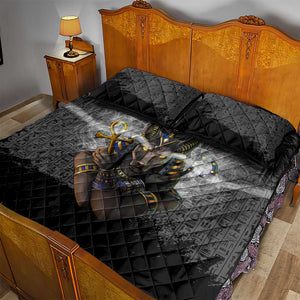 Anubis Quilt Bed Set Egypt Pattern Black