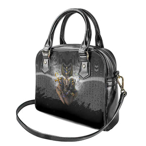 Anubis Shoulder Handbag Egypt Pattern Black