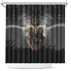 Anubis Shower Curtain Egypt Pattern Black