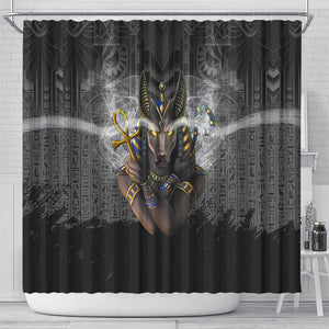 Anubis Shower Curtain Egypt Pattern Black