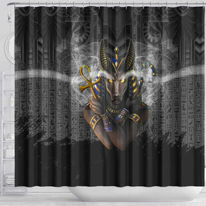 Anubis Shower Curtain Egypt Pattern Black