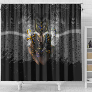 Anubis Shower Curtain Egypt Pattern Black