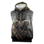 Anubis Sleeveless Hoodie Egypt Pattern Black - African Pride