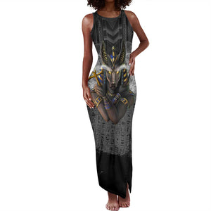 Anubis Tank Maxi Dress Egypt Pattern Black