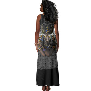 Anubis Tank Maxi Dress Egypt Pattern Black