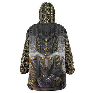 Anubis Wearable Blanket Hoodie Egypt Pattern Black