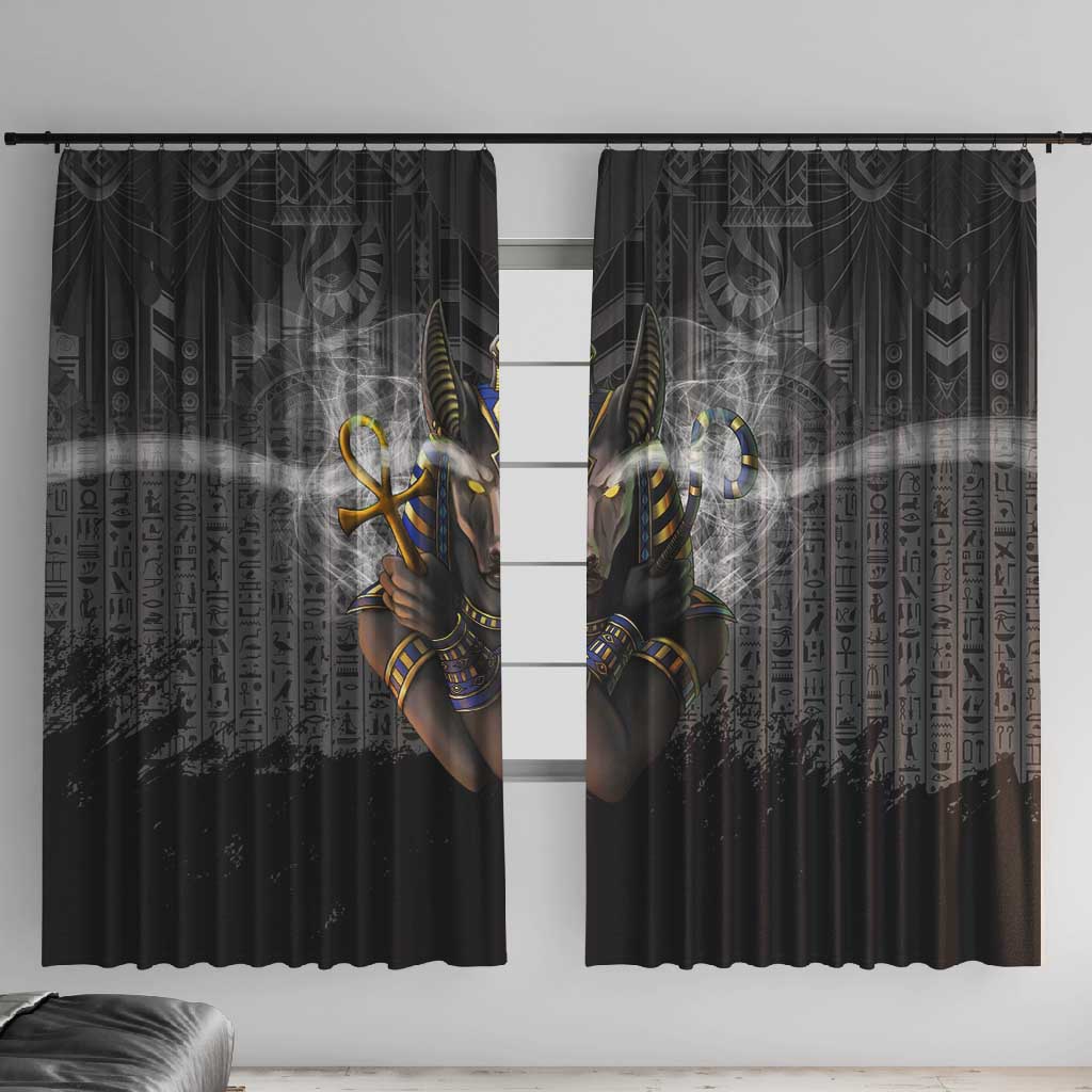 Anubis Window Curtain Egypt Pattern Black