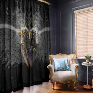 Anubis Window Curtain Egypt Pattern Black