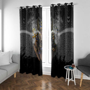 Anubis Window Curtain Egypt Pattern Black