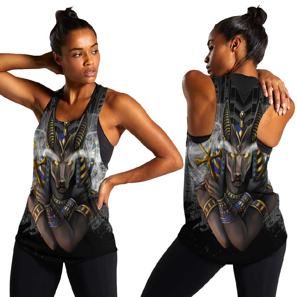 Anubis Women Racerback Tank Egypt Pattern Black