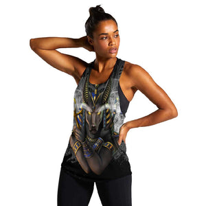 Anubis Women Racerback Tank Egypt Pattern Black