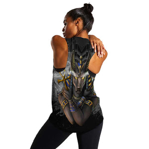 Anubis Women Racerback Tank Egypt Pattern Black