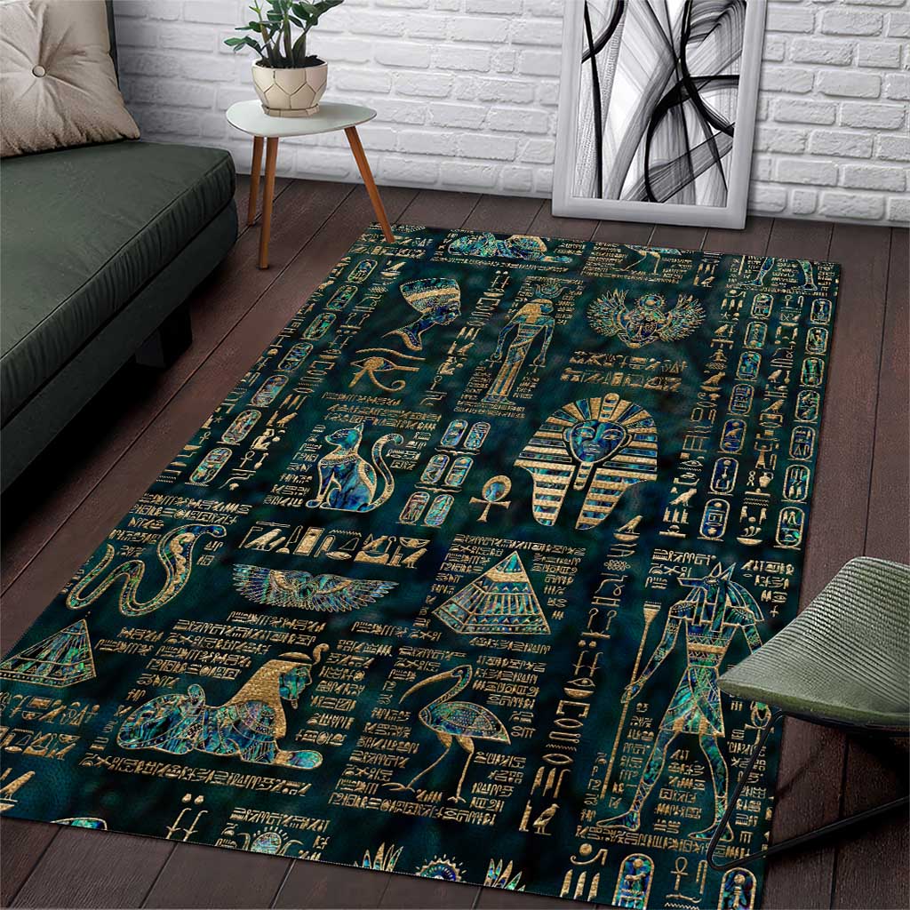 Egyptian Hieroglyphs And Deities Area Rug