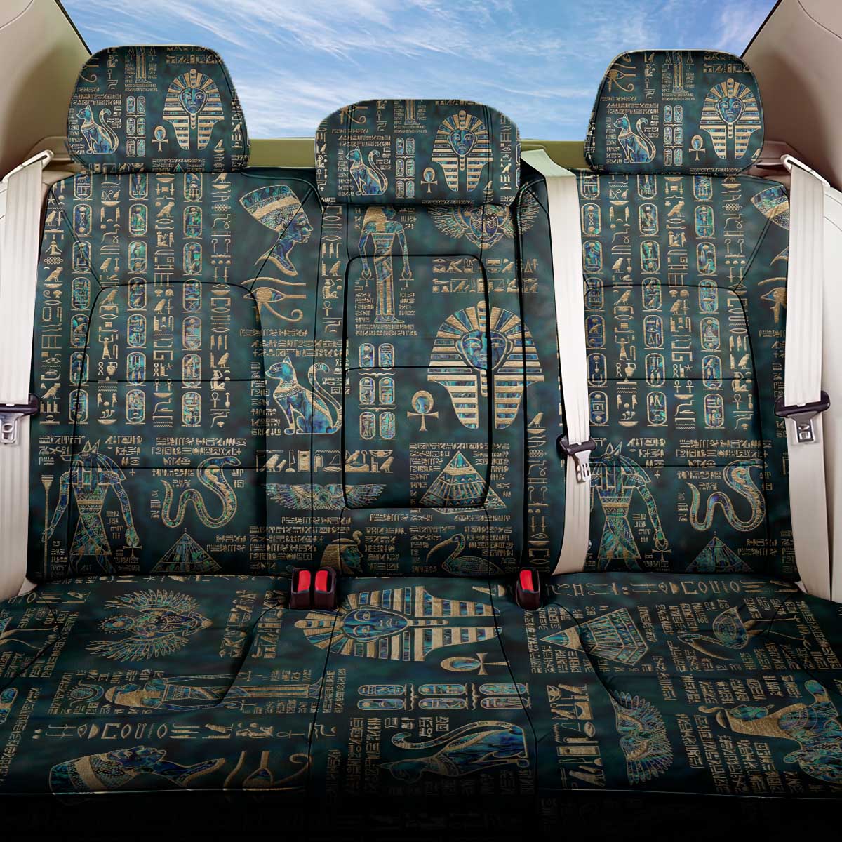 Egyptian Hieroglyphs And Deities Back Car Seat Cover