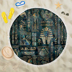 Egyptian Hieroglyphs And Deities Beach Blanket